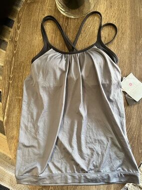 Athleta Dusk & Navy Blue Stripe Mesh Hidden Agenda Racerback Tank Size XS NWT